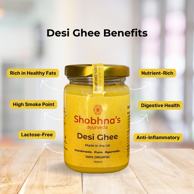 Authentic desi ghee made in the UK from grass-fed British cows, keto-friendly and suitable for vegetarians.