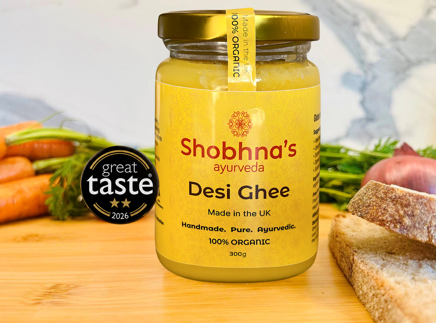 Pure Organic Desi Ghee | Handcrafted in the UK | Made from Grass-Fed British Cow's Milk | Gluten Free | For Vegetarians | Keto Friendly | Gut Health | 300ml