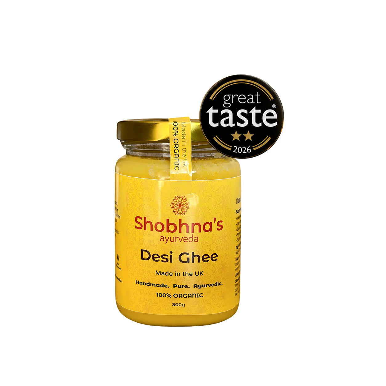 Pure Organic Desi Ghee | Handcrafted in the UK | Made from Grass-Fed British Cow's Milk | Gluten Free | For Vegetarians | Keto Friendly | Gut Health | 300ml