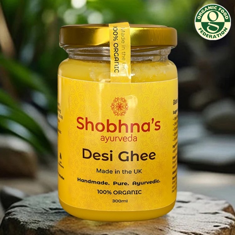 Pure Organic Desi Ghee handcrafted in the UK from grass-fed British cow’s milk, gluten-free and keto-friendly.