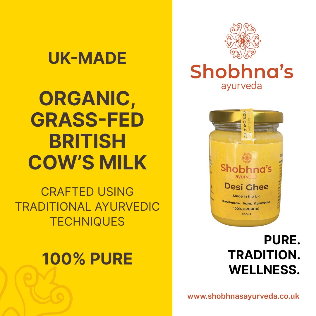 Pure Organic Desi Ghee | Handcrafted in the UK | Made from Grass-Fed British Cow's Milk | Gluten Free | For Vegetarians | Keto Friendly | Gut Health | 300ml